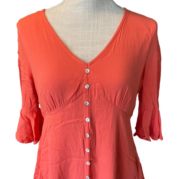 C&V Chelsea & Violet Button Down Coral Dress Size Medium - Picture 4 of 13